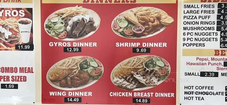 Kojak Drive-In Inc - Burbank, IL menu_pic