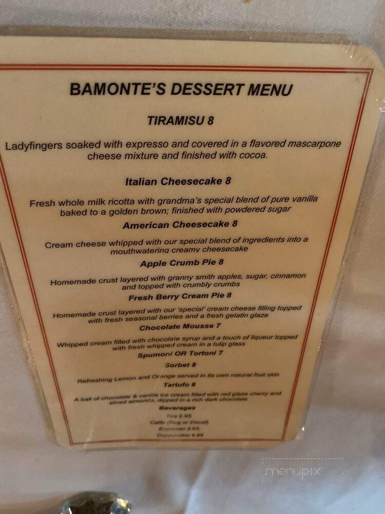 Bamonte's Restaurant - Brooklyn, NY menu_pic