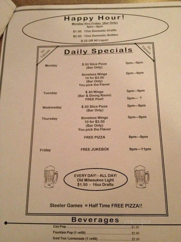 Bavington Inn - Burgettstown, PA menu_pic