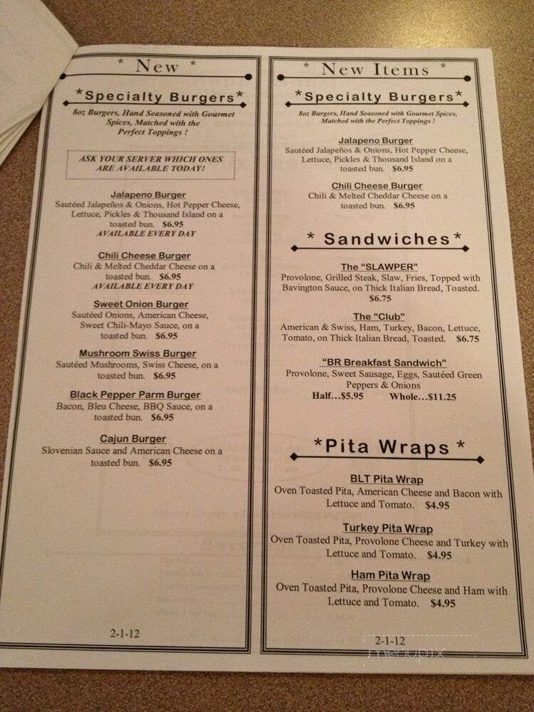 Bavington Inn - Burgettstown, PA menu_pic
