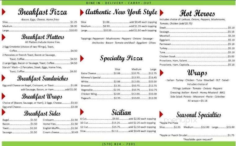 Mimmo's Pizza & Restaurant - Wilkes Barre, PA menu_pic