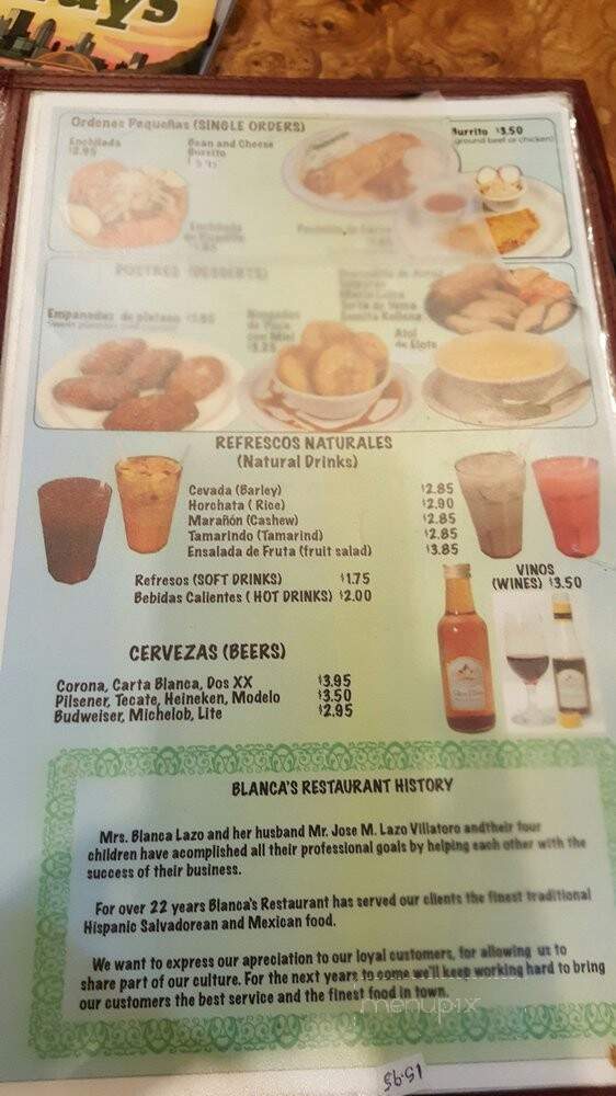 Blanca's Restaurant - Falls Church, VA menu_pic