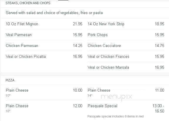 Pasquale Mira Restaurant - Beckley, WV menu_pic