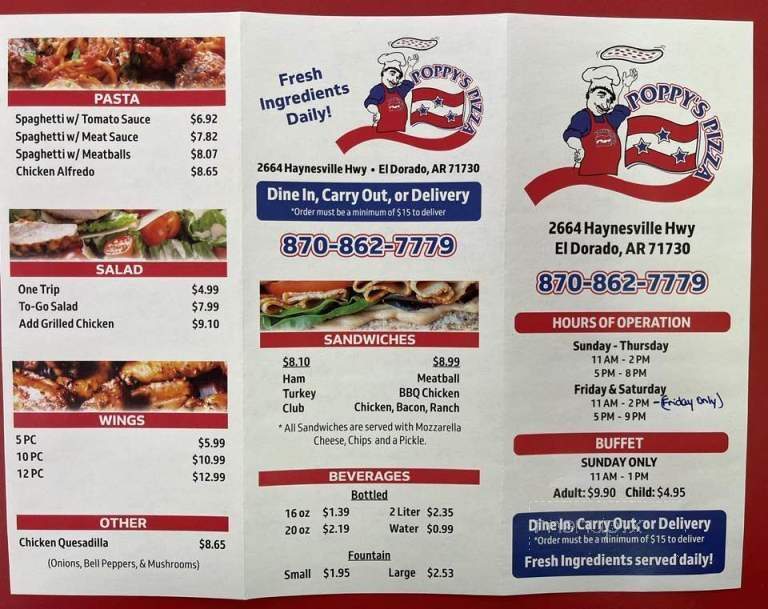 Poppy's Pizza - El Dorado, AR menu_pic