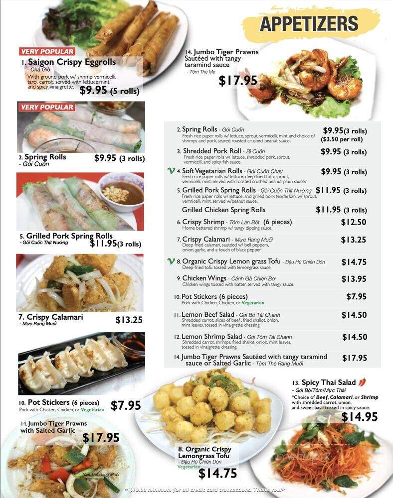 Saigon Restaurant - Tracy, CA menu_pic