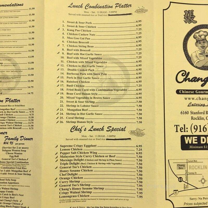 Chang Bros Chinese Restaurant - Rocklin, CA menu_pic
