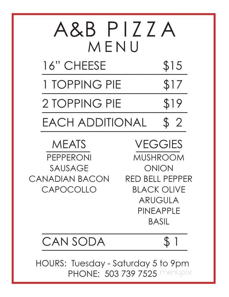 A&B Pizza - Seaside, OR menu_pic