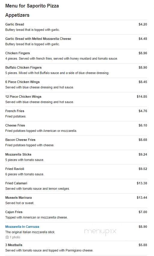 Saporito Pizza - Warwick, NY menu_pic