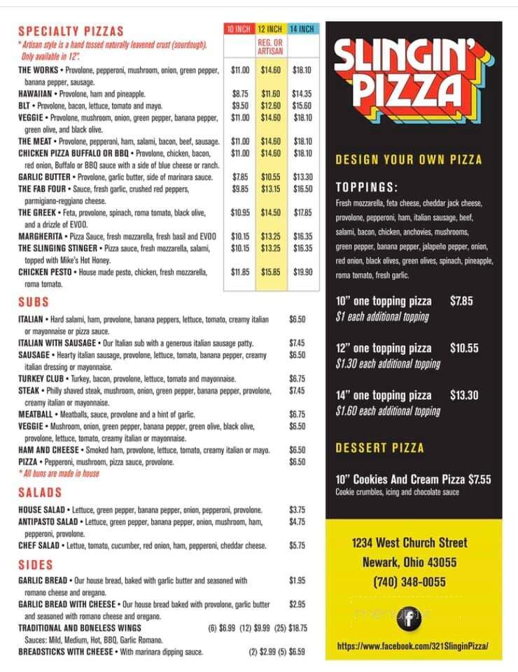 Slingin' Pizza - Newark, OH menu_pic