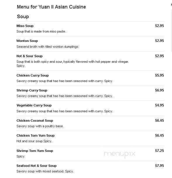 Yuan II Asian Cuisine - Dobbs Ferry, NY menu_pic