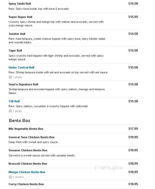 Yuan II Asian Cuisine - Dobbs Ferry, NY menu_pic
