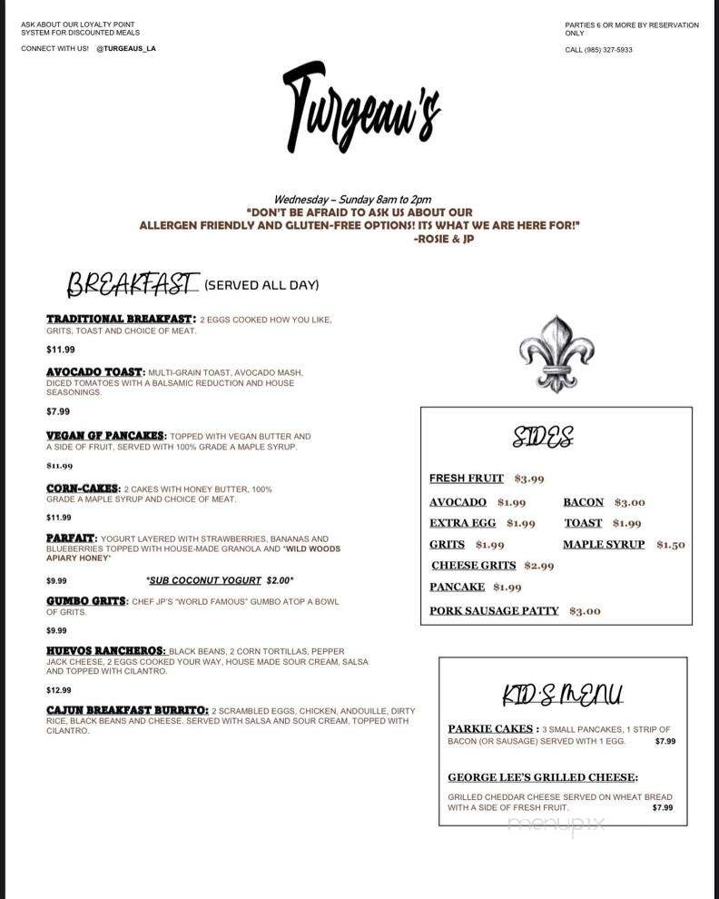 Turgeau's - Covington, LA menu_pic