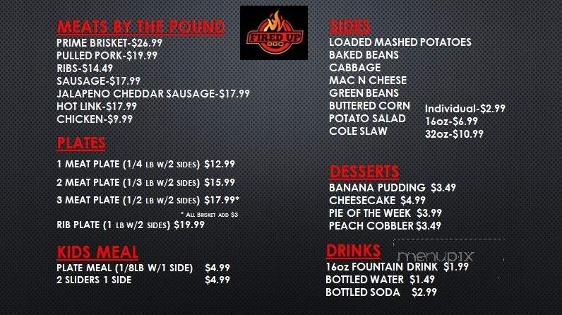 Fired Up BBQ - Crandall, TX menu_pic