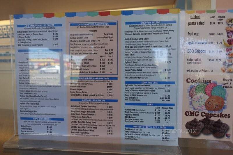 Lic's Ice Cream & Sandwich Shop - Vincennes, IN menu_pic