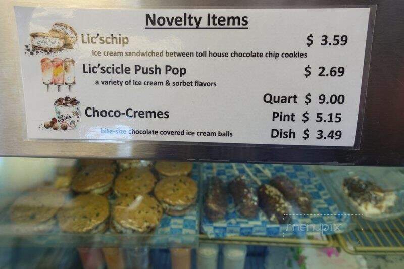 Lic's Ice Cream & Sandwich Shop - Vincennes, IN menu_pic