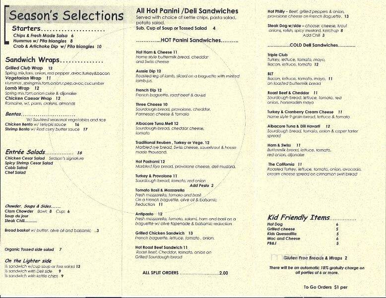 Seasons Cafe - Cannon Beach, OR menu_pic