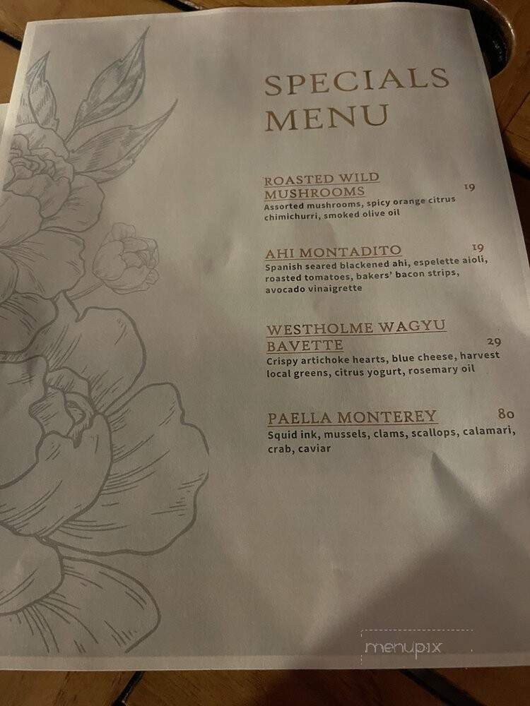 Esteban Restaurant at the Casa Munras Hotel - Monterey, CA menu_pic