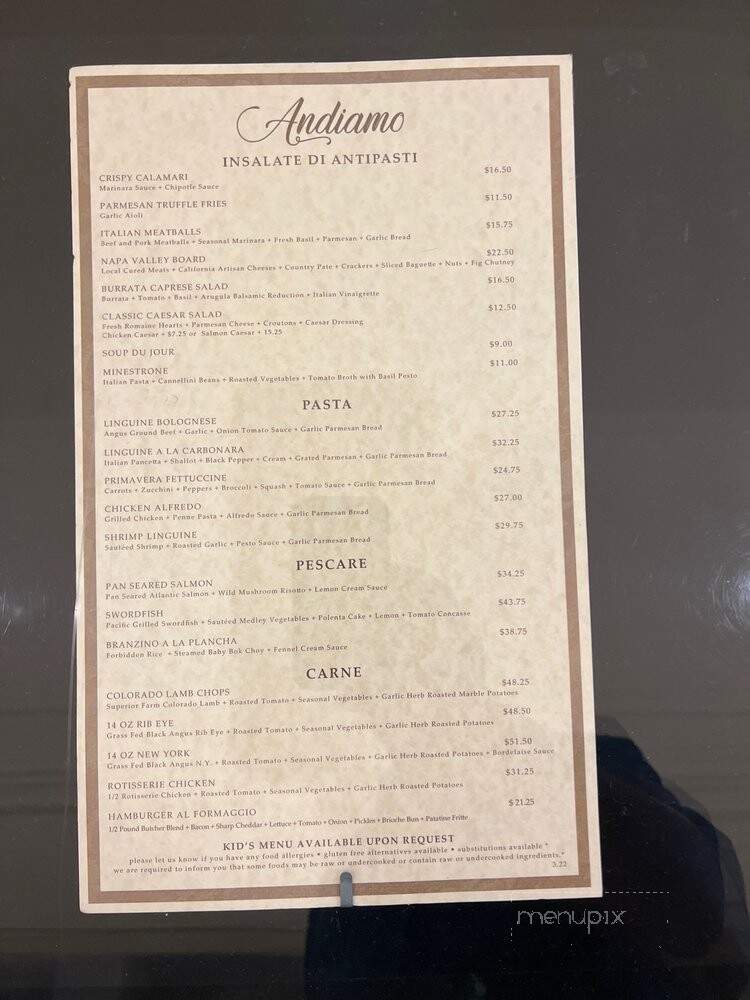 Andiamo - Los Angeles, CA menu_pic