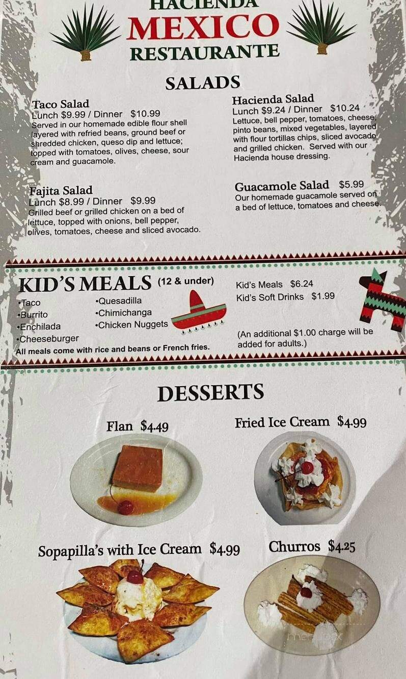 Hacienda Mexico - Bartow, FL menu_pic