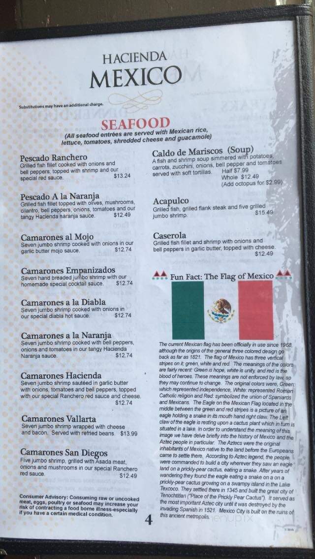 Hacienda Mexico - Bartow, FL menu_pic