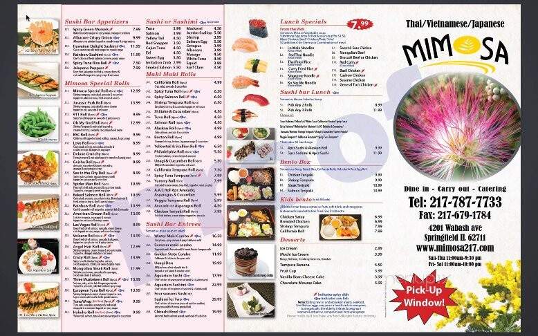 Mimosa - Springfield, IL menu_pic