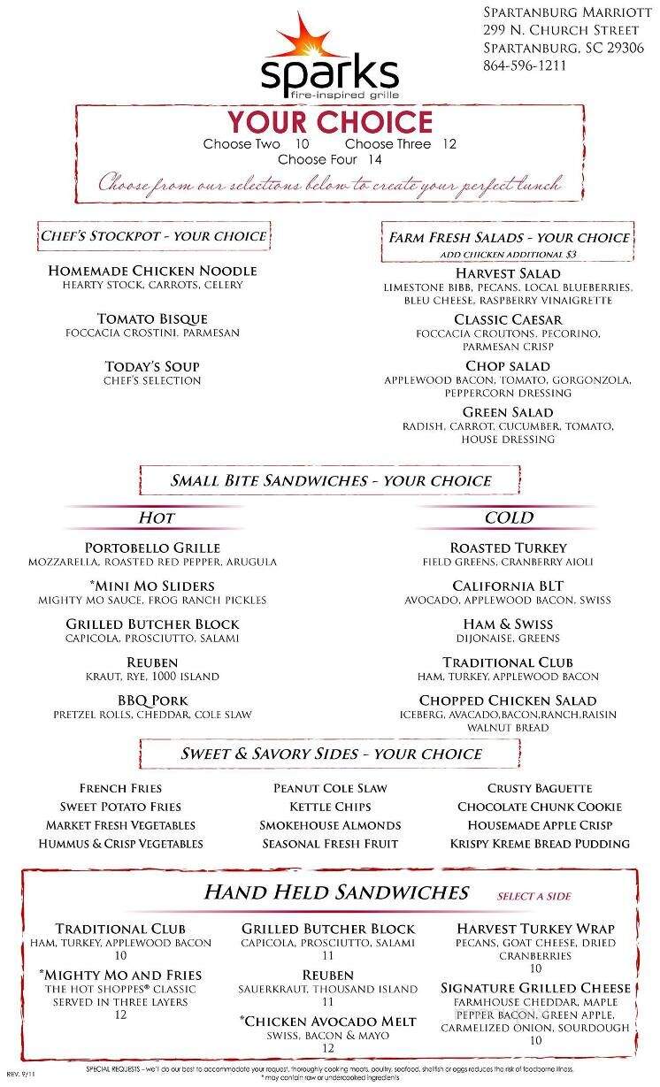 Sparks: Fire Inspired Grille - Spartanburg, SC menu_pic