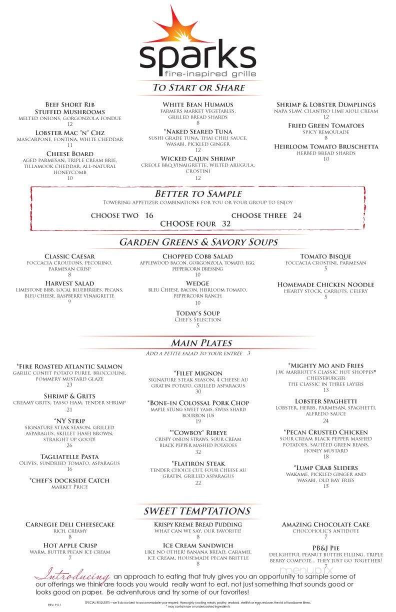 Sparks: Fire Inspired Grille - Spartanburg, SC menu_pic