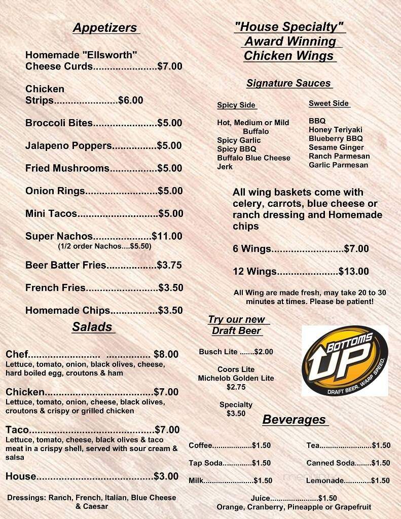 Wildwood Bar & Restaurant - Woodville, WI menu_pic