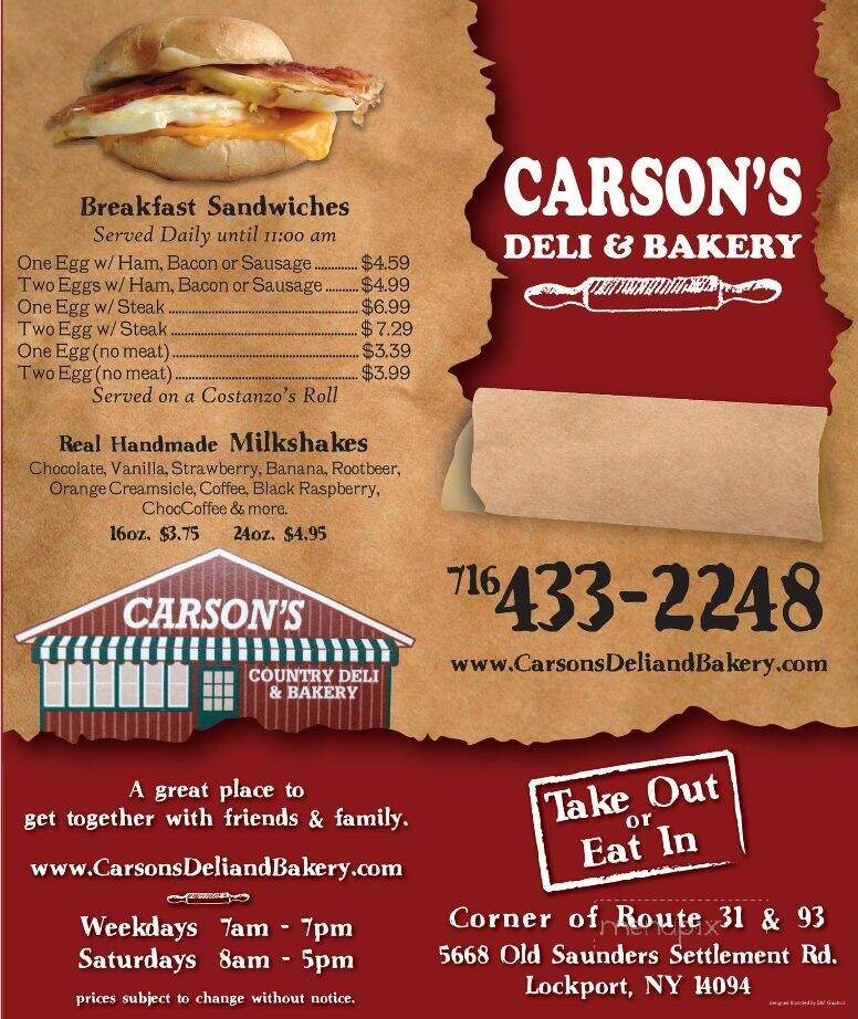 Carson's Country Market - Lockport, NY menu_pic