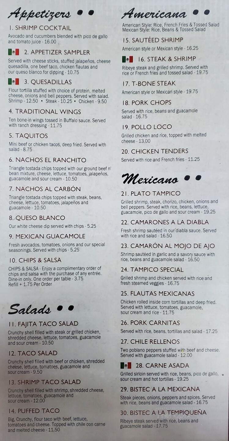 El Ranchito Jalisco - Bartow, FL menu_pic