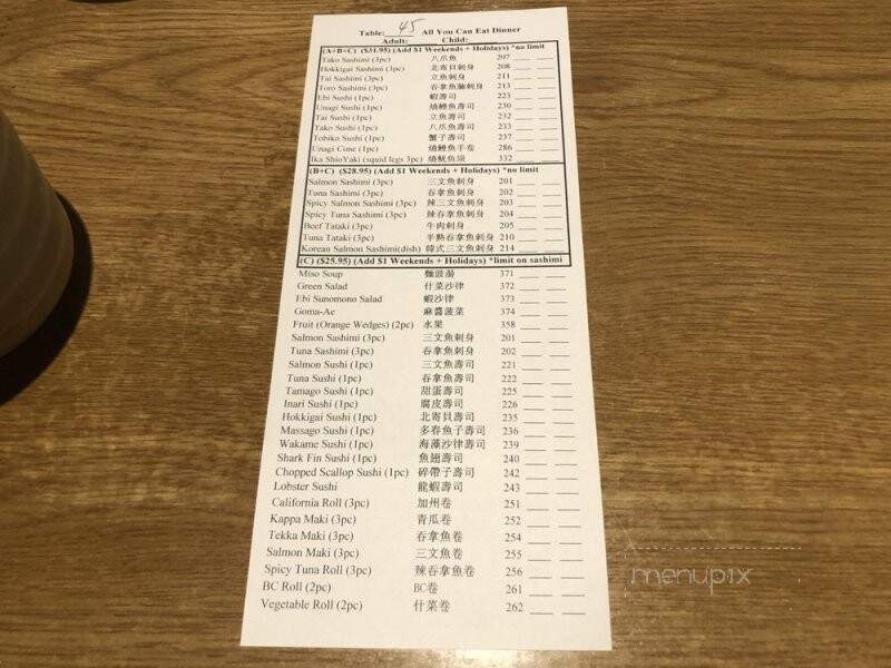Tomokazu Japanese - Vancouver, BC menu_pic