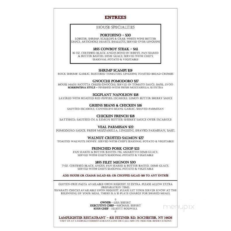 Lamplighter Restaurant - Rochester, NY menu_pic