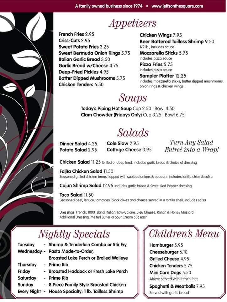 Jeff's On The Square - Berlin, WI menu_pic