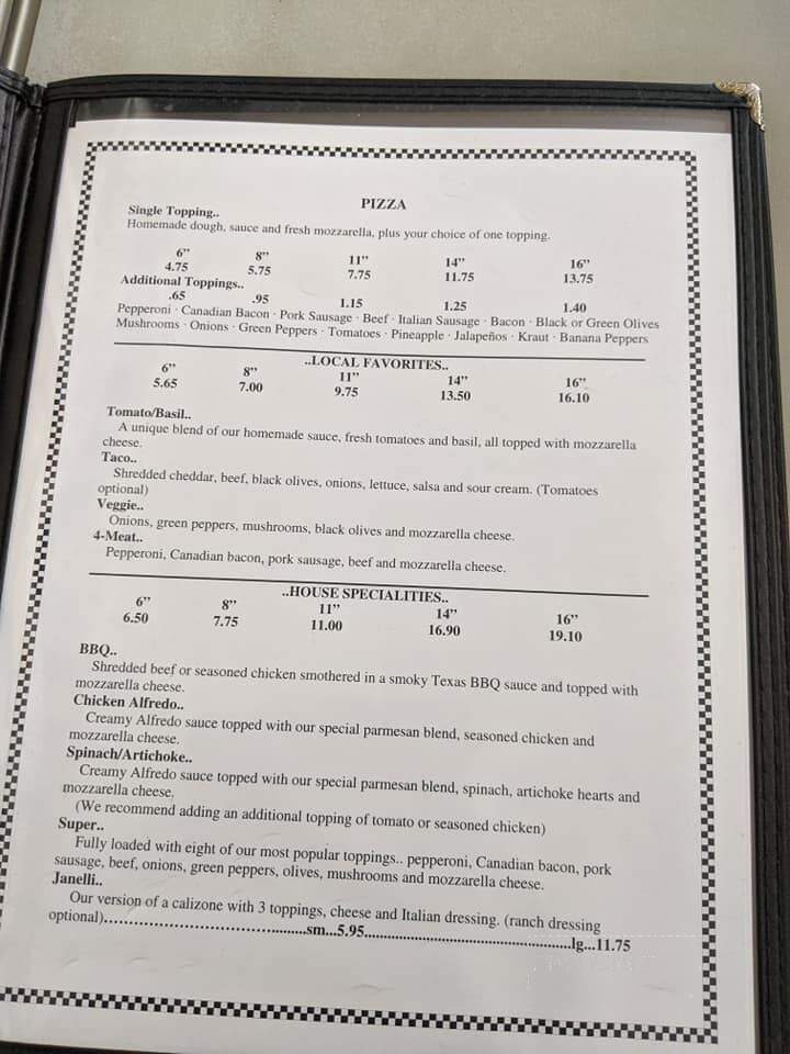 Menu of Pioneer Pizza in Gentry, AR 72734