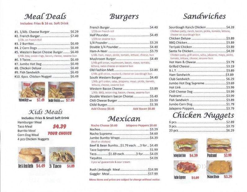 Bowinkle's Drive Thru - Rio Linda, CA menu_pic