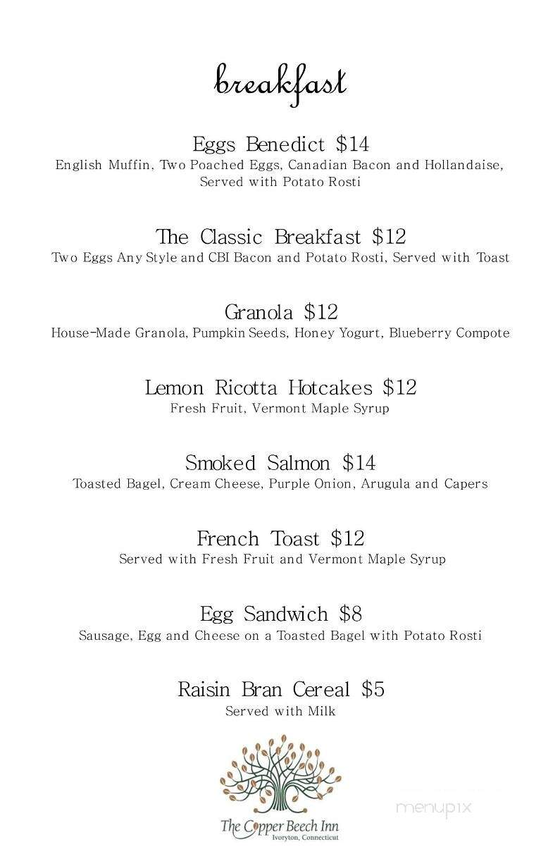 Copper Beech Inn - Ivoryton, CT menu_pic