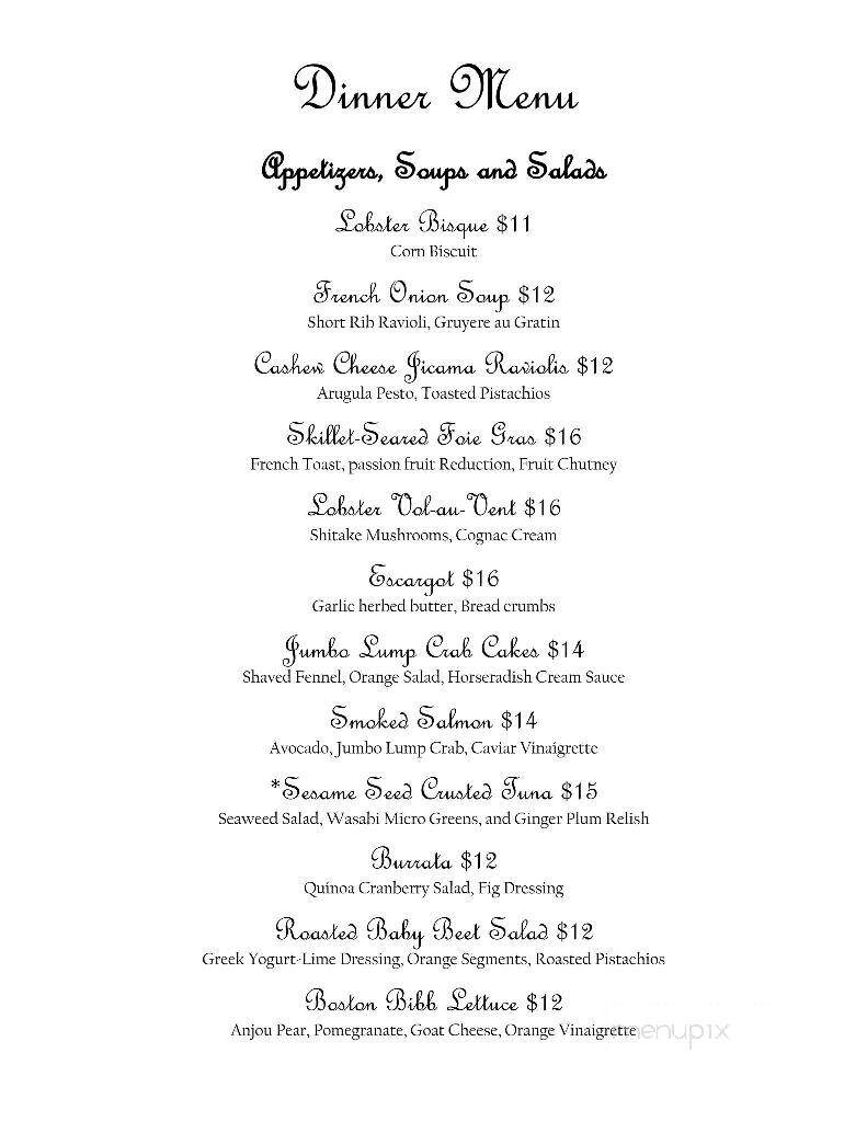 Copper Beech Inn - Ivoryton, CT menu_pic