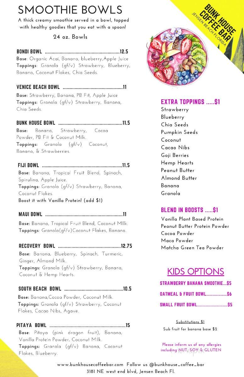 Bunkhouse Coffee Bar - Jensen Beach, FL menu_pic