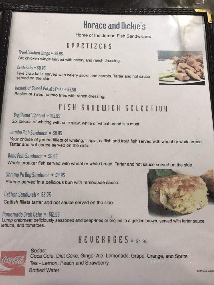 Horace & Dickie's Seafood - Suitland, MD menu_pic
