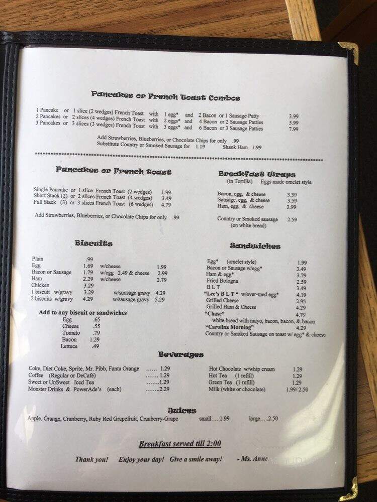 Nannie Annie's Breakfast & Lunch - Conway, SC menu_pic