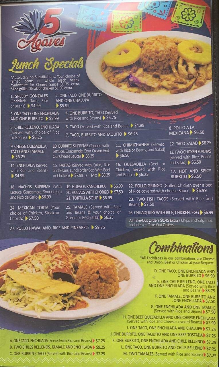 5 Agaves Mexican Restaurant Bar & Grill - Old Hickory, TN menu_pic