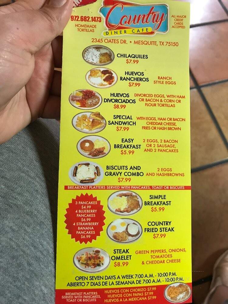 Country Diner Cafe - Mesquite, TX menu_pic