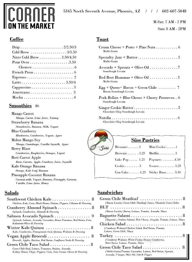 Corner On The Market - Phoenix, AZ menu_pic