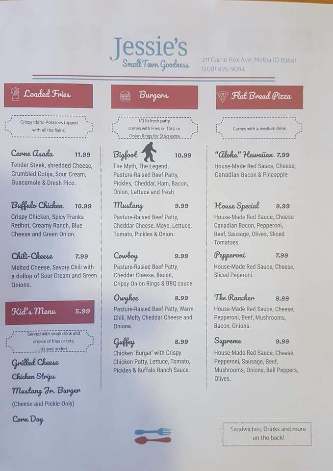 Jessie's Small Town Goodness - Melba, ID menu_pic