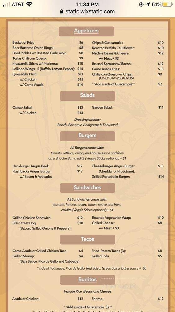 Flashbackz Lounge & Grill - Whittier, CA menu_pic