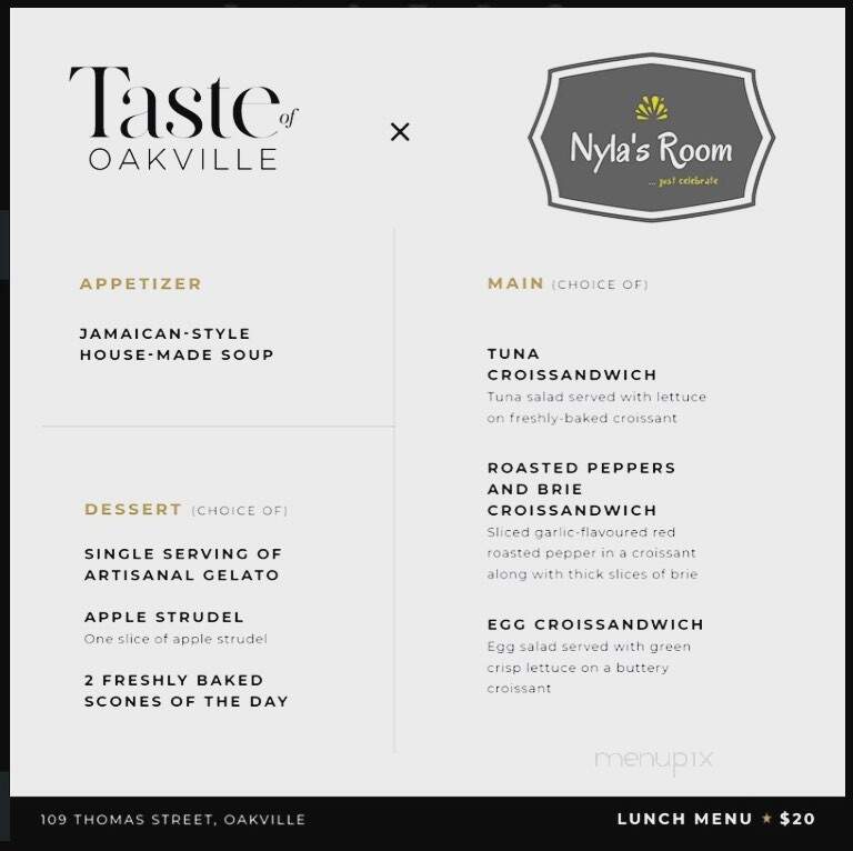 Nyla's Room - Oakville, ON menu_pic