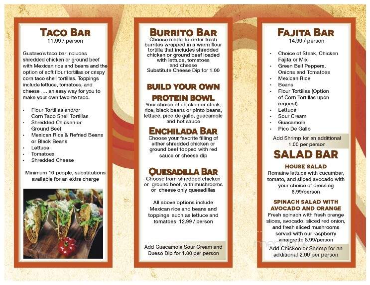 Gustavo's Mexican Grill - Louisville, KY menu_pic