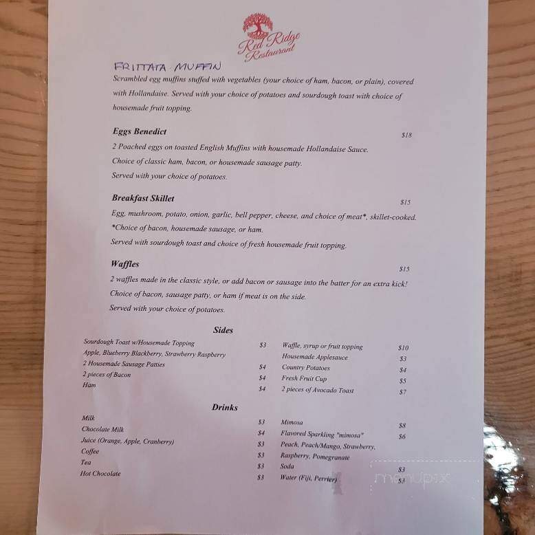Red Ridge Restaurant - Angels Camp, CA menu_pic