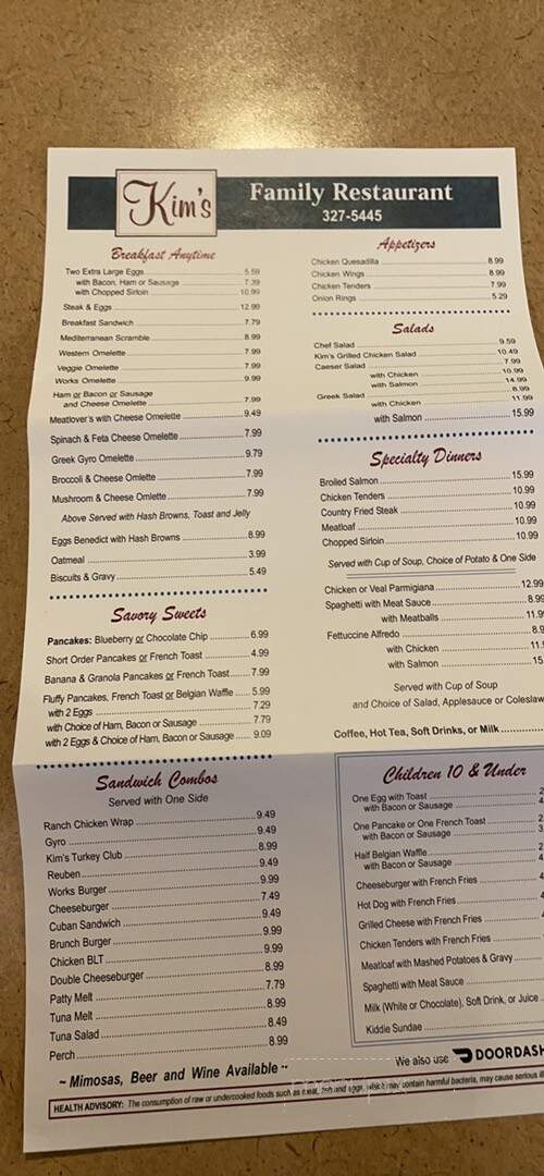 Kim's Family Restaurant - North Ridgeville, OH menu_pic