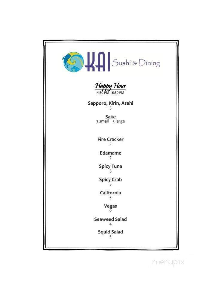 Kai Sushi Dining - Santa Fe, NM menu_pic